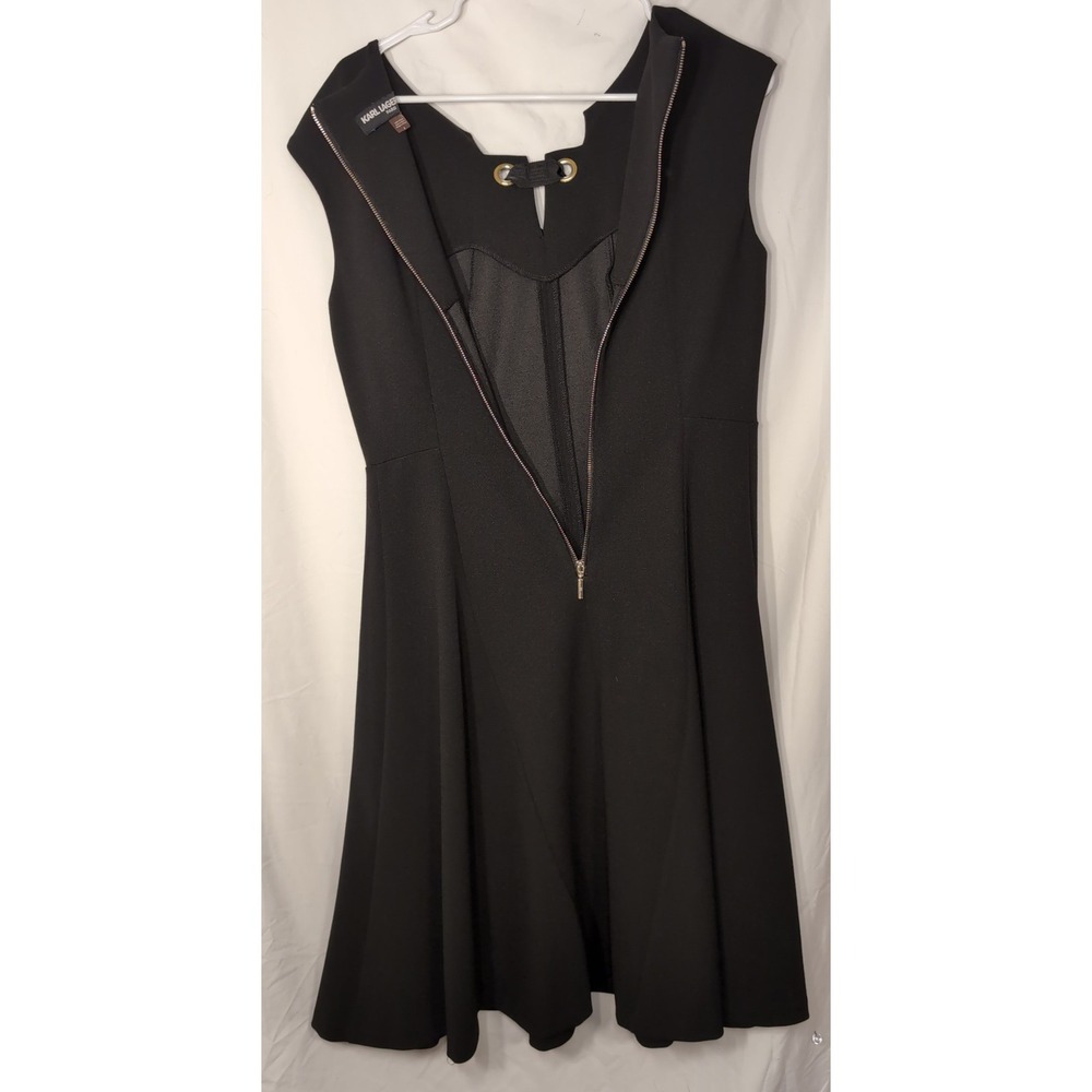 Karl Lagerfeld Paris Black dress, semi-formal Fit and Flare Dress 6 LD6C1682 - Picture 7 of 10